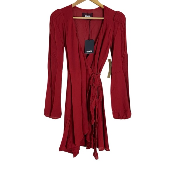 Reformation Dresses & Skirts - Reformation Daylon wrap little red dress long sleeve